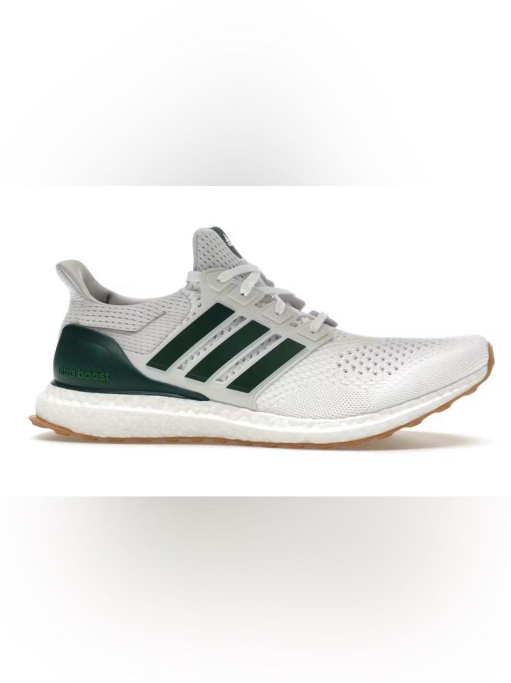 adidas White Sneakers with Dark Green Three-Stripes